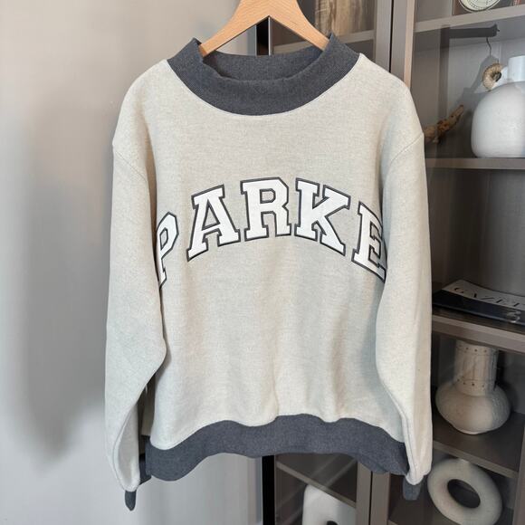 PARKE Inside Out Mockneck NEW Two Tone Gray Fleece Sweatshirt Pullover Large XL - Picture 2 of 7